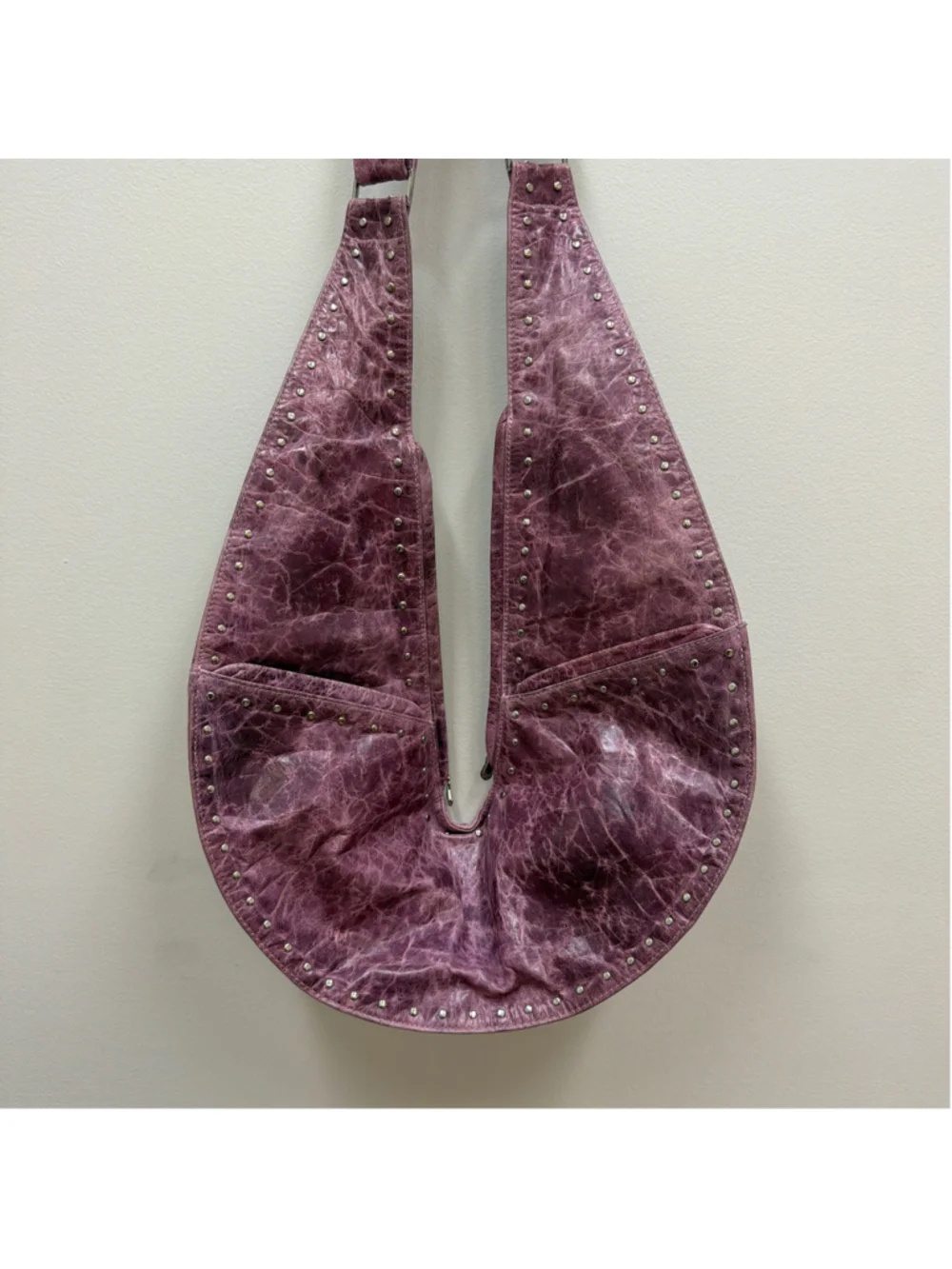 Sash Bag Purple Marbled Classic Studded Leather Bag! - Picture 2 of 7